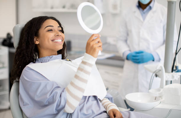 woman smiling after professional teeth whitening in Santa Clarita CA